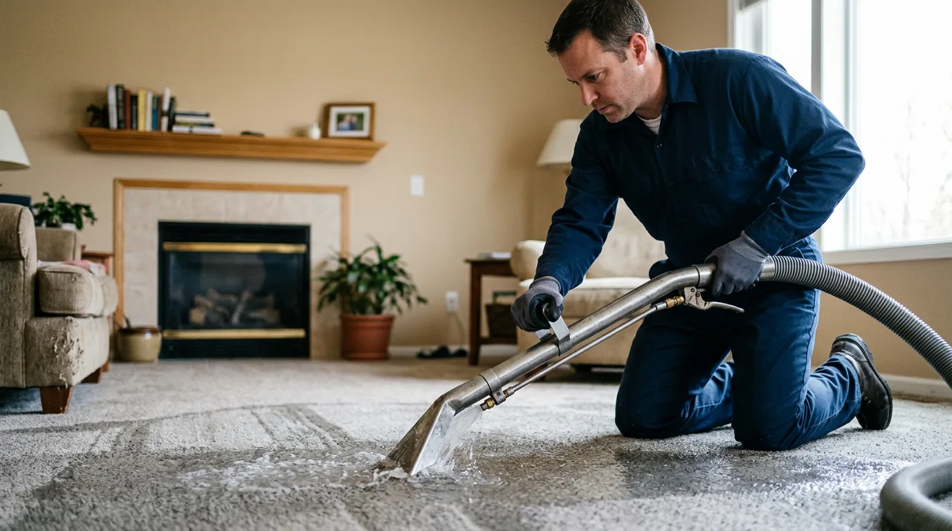 Water damage restoration technician working near Bird City, KS